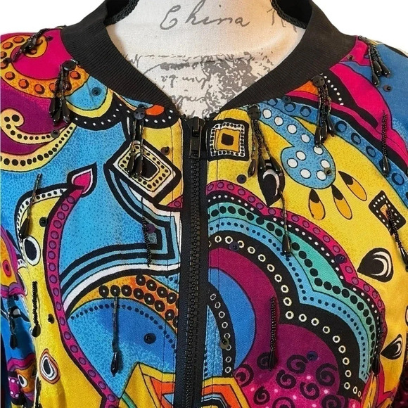 Speed Limit MPH Vintage Floral Bright Patterns 80’s90’s Womens Jacket Size Large - Picture 3 of 7